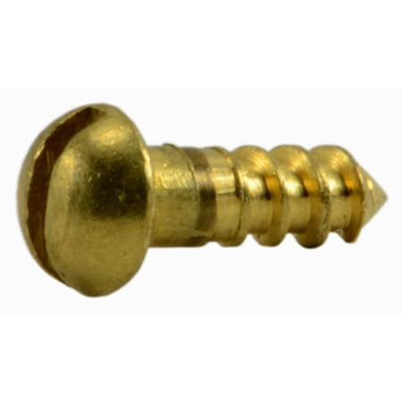 Midwest Fastener Wood Screw, #2, 1/4 in, Plain Brass Round Head Slotted Drive, 60 PK 62071